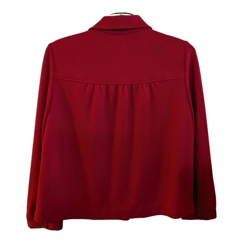 Sandro Sportswear Red Big Button Cropped Boxy Lined Jacket Size Med EUC Luxury - Picture 2 of 8
